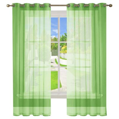 GAIFNAG Sheer Voile Curtain, 120 x 140 cm, Transparent, Green