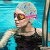 Elastic Swim Cap with Vertical Stripes, Doodles, Stars, Hearts, Dots and Fun Ponies for Men, Women and Teens view 3