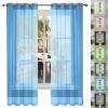 GAIFNAG Sheer Linen-Look Voile Curtain 120 x 85 cm, Sky Blue view 1