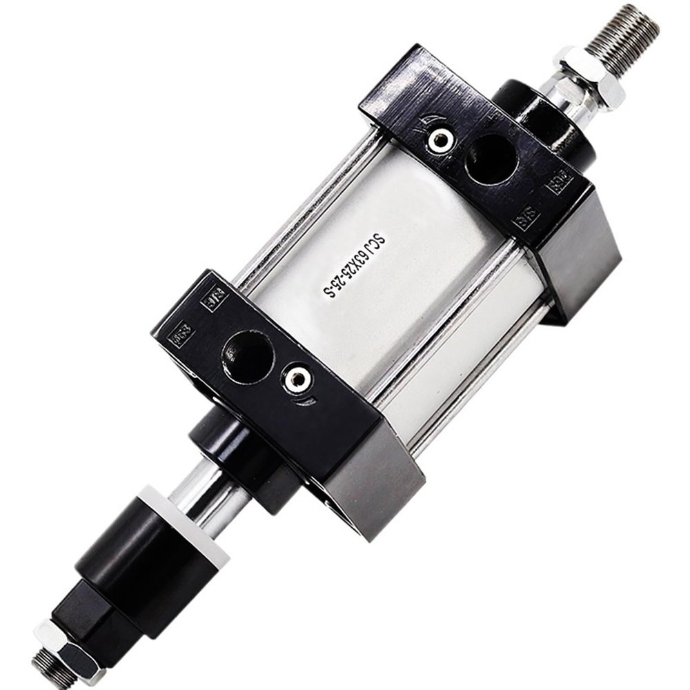 SCJ 125 mm Bore Adjustable-Stroke Aluminum Alloy Double-Acting Piston Standard Pneumatic Cylinder, 1 Pc. (Stroke 50–50 mm)