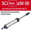 SCJ 125 mm Bore Adjustable-Stroke Aluminum Alloy Double-Acting Piston Standard Pneumatic Cylinder, 1 Pc. (Stroke 50–50 mm) view 2