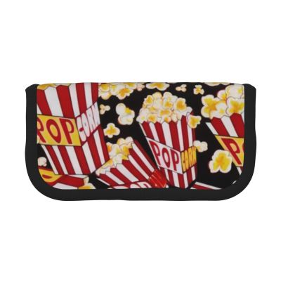 CRJSYCBYB Popcorn Print Pencil Case, Black, One Size, Coin Pocket