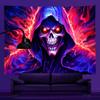 YHXBD Halloween Skull Tapestry, Horror Skeleton Pumpkin, Fluorescent Goth Wall Hanging, 150 x 100 cm view 2