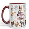 Vixar Ceramic Mug "Life is Better with Horses" for Tea, Coffee and Hot Drinks, 330 ml, Gift (Chestnut Brown) view 1