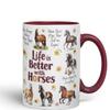 Vixar Ceramic Mug "Life is Better with Horses" for Tea, Coffee and Hot Drinks, 330 ml, Gift (Chestnut Brown) view 2