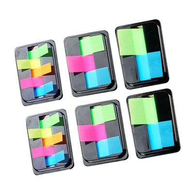 VILLFUL 6 Boxes PET Neon Sticky Notes with Index Tabs, Self-Adhesive Colored Page Markers for Books and Documents