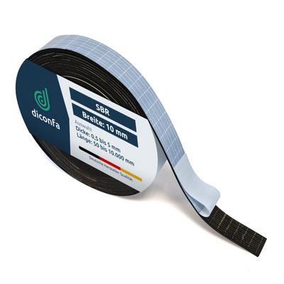 diconfa Self-Adhesive SBR Rubber Strip, 10 mm Wide, 2800 x 1.5 mm