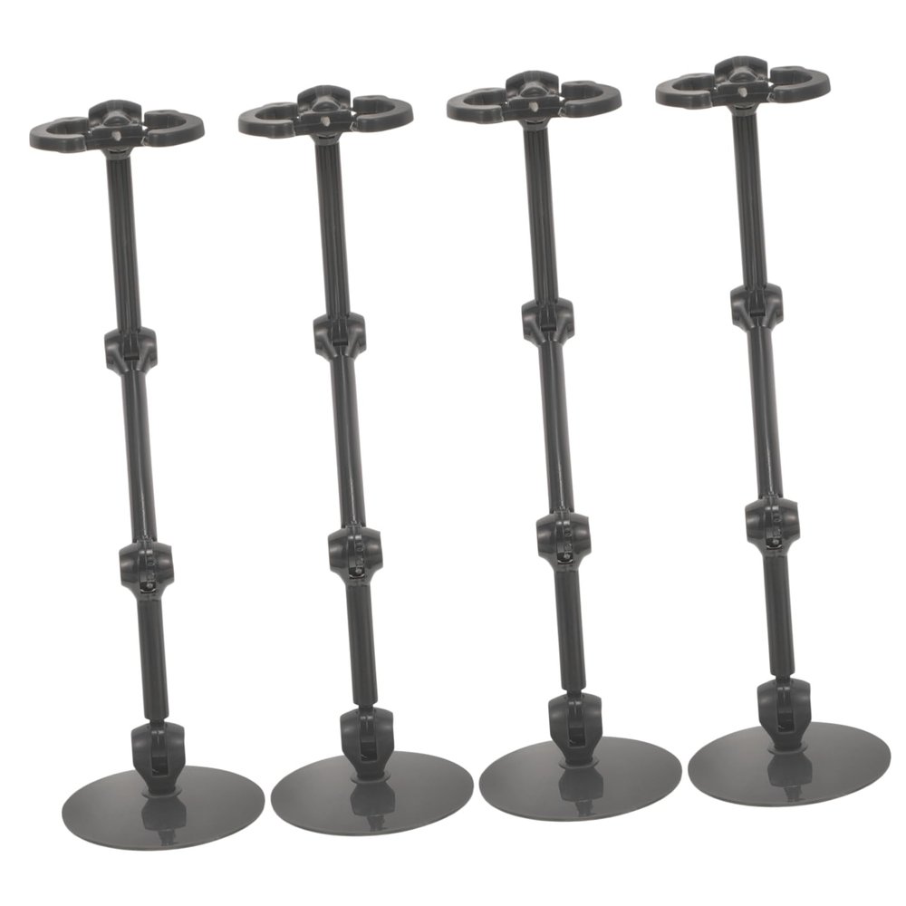 HONMEET 4-Pack Plastic Doll Stands, Black Action Figure Holders for Stable Display and Additional Storage