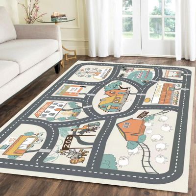 Children's Room Coral Velvet Rug, Large Non-Slip Crawling Mat