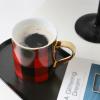Chessboard Ceramic Coffee Mug with Gold-Colored Handle for Home, Office, and Travel view 4