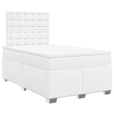 vidaXL Box Spring Bed with Mattress White 120 x 200 cm Faux Leather