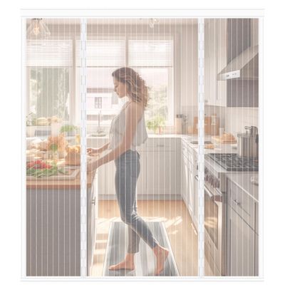 Magnetic Fly Screen for Double Balcony Doors, 230 x 280 cm, White