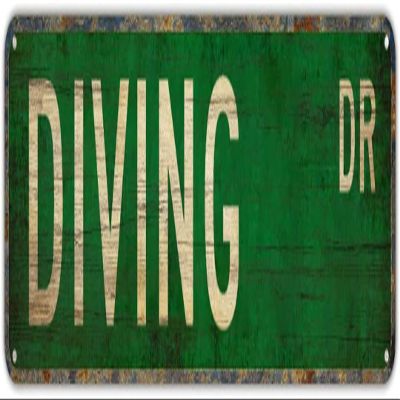Metal Sign “Diving DR” – Vintage Retro Wall Decor, 10.2 x 40.6 cm