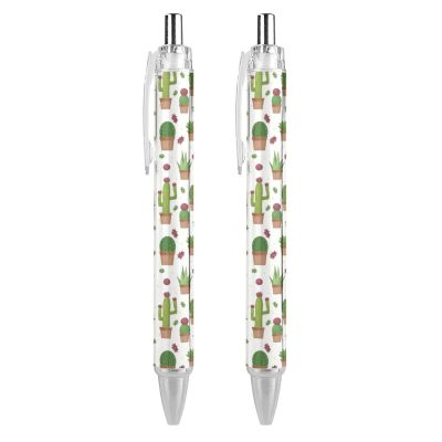 ODHHGDF Cute Cactus Gel Pens, Black Ink, Retractable, 0.5 mm Fine Tip, 2-Pack