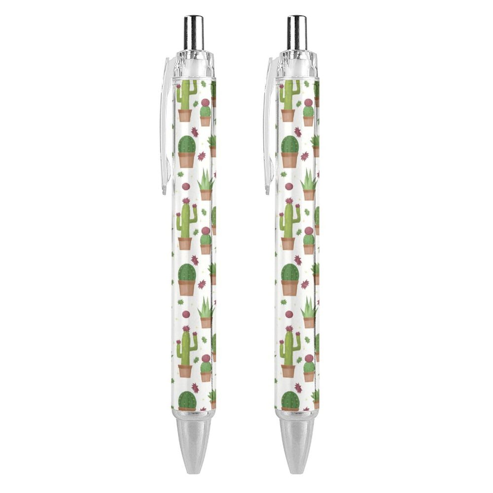 ODHHGDF Cute Cactus Gel Pens, Black Ink, Retractable, 0.5 mm Fine Tip, 2-Pack