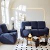 Morbuy Stretch Recliner Slipcover, Full Chair Cover, Solid Navy Blue, 2-Seater view 1