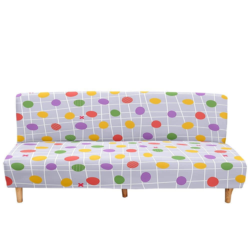 Hixingo Armless Sofa Cover, Non-Slip Polka Dot Stretch Spandex Sofa Bed Cover, 1-Seater, Light Purple