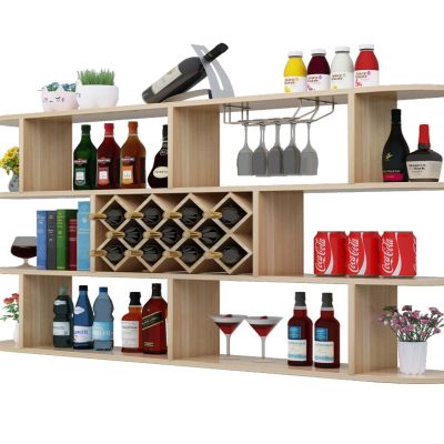 Wall-Mounted Wine Rack with Glass Holder, 1.4 m (55.11 in), B