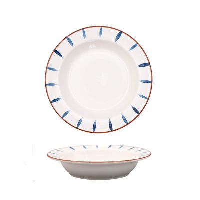 BGFYUSF 2-Pack White Ceramic Plates with Blue Motifs