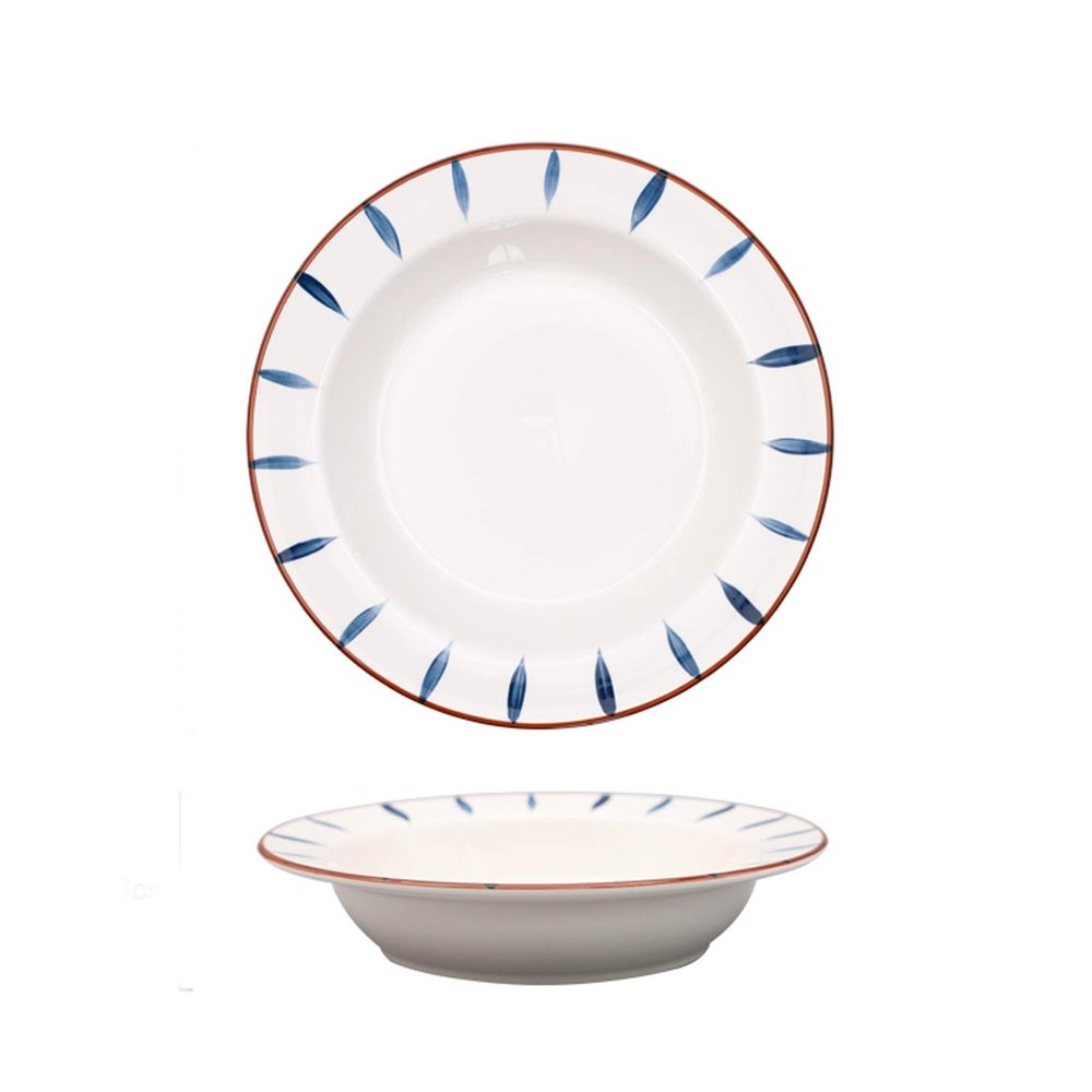 BGFYUSF 2-Pack White Ceramic Plates with Blue Motifs