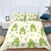 XCQHZYQ 3-Piece Bedding Set, 200 x 200 cm, Cream Cartoon Frog Design view 2