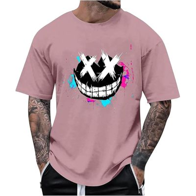 RUMAOZIA Men's Oversized T-Shirt, Creepy Smile Sneaky Print, Black Y2K Streetwear Tee