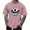 RUMAOZIA Men's Oversized T-Shirt, Creepy Smile Sneaky Print, Black Y2K Streetwear Tee view 1