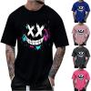 RUMAOZIA Men's Oversized T-Shirt, Creepy Smile Sneaky Print, Black Y2K Streetwear Tee view 2