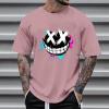 RUMAOZIA Men's Oversized T-Shirt, Creepy Smile Sneaky Print, Black Y2K Streetwear Tee view 4