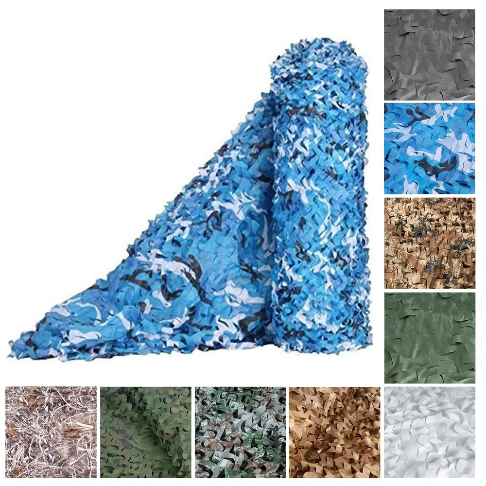 Large Camouflage Net, Military Netting, Lightweight and Durable, No Grid, for Hunting and Sun Protection, Blue, 4.5 x 9 m