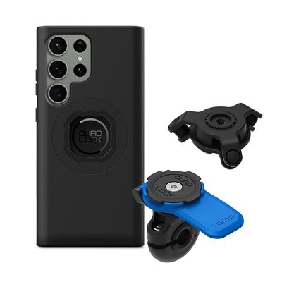 QUAD LOCK Motorcycle Mirror Phone Mount with Vibration Dampener and MAG Case for Galaxy S23 Ultra