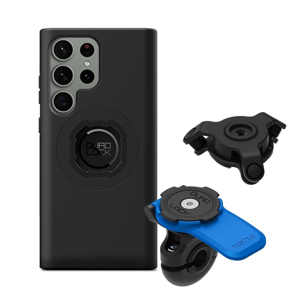 QUAD LOCK Motorcycle Mirror Phone Mount with Vibration Dampener and MAG Case for Galaxy S23 Ultra