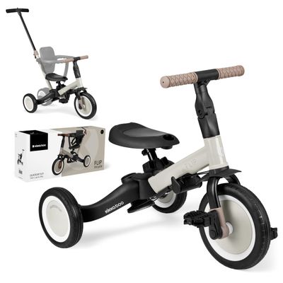 KikkaBoo FLIP 5-in-1 Tricycle with Push Handle, Ages 1–5, Convertible Balance Bike, Beige