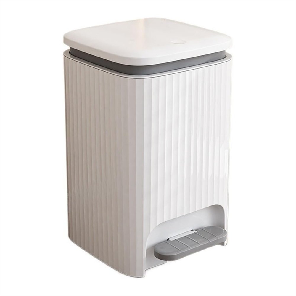 Square Plastic Trash Can with Lid, 9/12 L