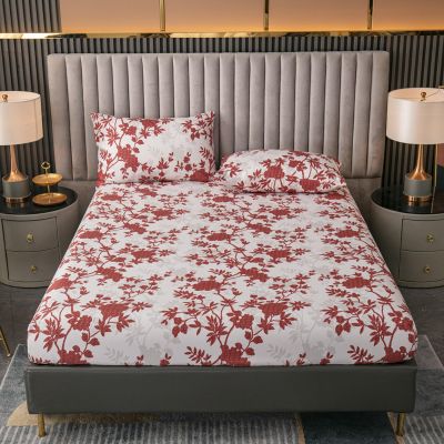 FOREPOTY Deep-Pocket Fitted Sheet, Brushed Printed Polyester, Rose, Full 138 x 190 x 30 cm, 3-Piece Set