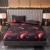 FOREPOTY Deep-Pocket Fitted Sheet, Brushed Printed Polyester, Rose, Full 138 x 190 x 30 cm, 3-Piece Set view 3