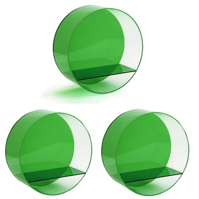 3-Piece Round Acrylic Wall-Mounted Figure Display Case, Green