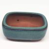 Small Green-Blue Glazed Succulent Planter with Brick Core view 4