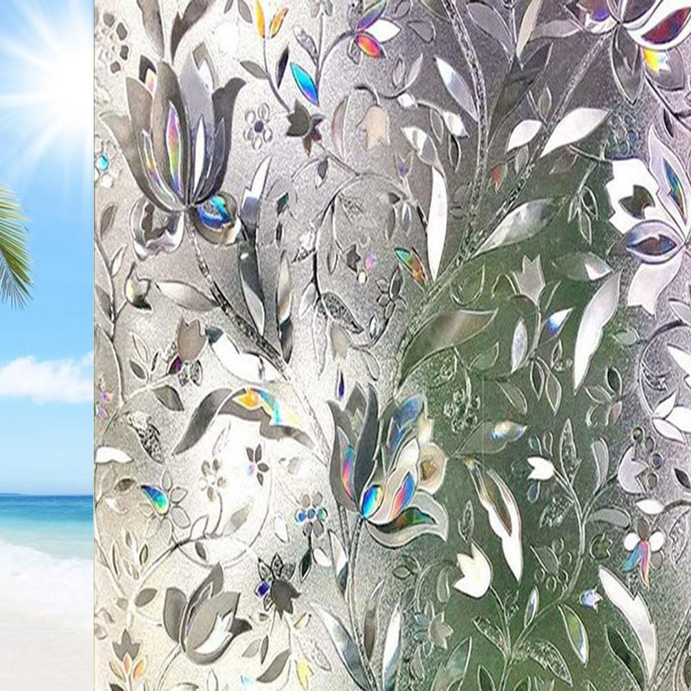 Frosted Window Film 35.4 x 315 in, UV Protection and Privacy, Tulip