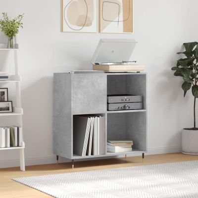 JUDYY Record Cabinet, Concrete Gray, 84.5 x 38 x 89 cm, Engineered Wood