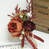 SUOCMG Burgundy Artificial Flowers for Business Celebrations, Guest Boutonniere, Wrist Corsage, Accessory Boutonniere 06 view 3