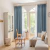 KnSam 2-Piece Blue Window Curtain Set, Jacquard Chenille Blackout Curtains, 107 x 115 cm Each view 2
