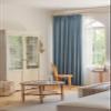 KnSam 2-Piece Blue Window Curtain Set, Jacquard Chenille Blackout Curtains, 107 x 115 cm Each view 3