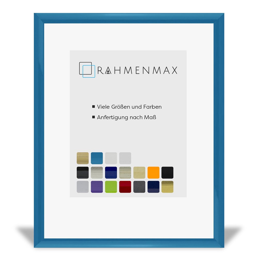 RahmenMax Dauphine 16 x 16 in. Light Blue Wooden Poster Frame with Anti-Reflective Acrylic