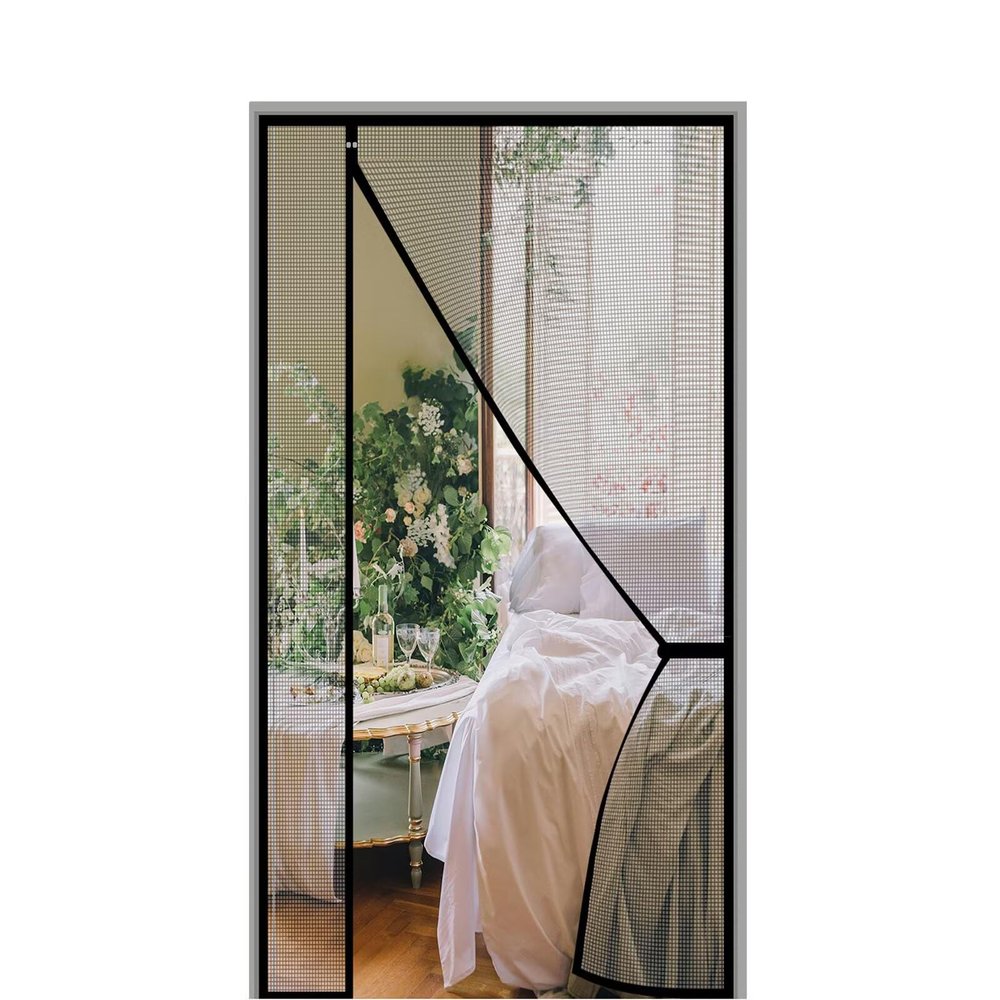 Insect Screen for Balcony Doors, 140 x 190 cm, Right- or Left-Hand Opening, Black