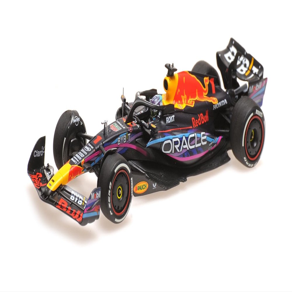 Minichamps 417230501 Red Bull Racing RB19 Max Verstappen Miami GP Winner 2023 World Champion 1:43 Model Car