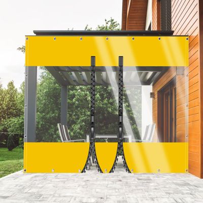 TMGJShd Transparent PVC Tarp Curtain, Yellow, 2 Zippers, 3.5 × 4.5 m