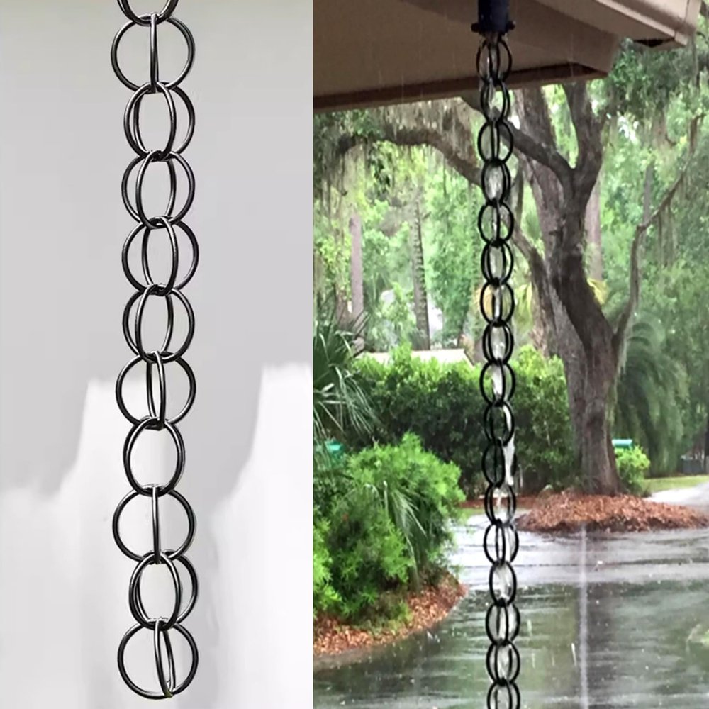ZGYOZMNG Rain Chain with Double Loop, 150 cm (5 ft)