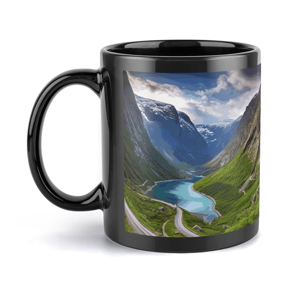 Large Norwegian Fjords Porcelain Coffee Mug with Handle