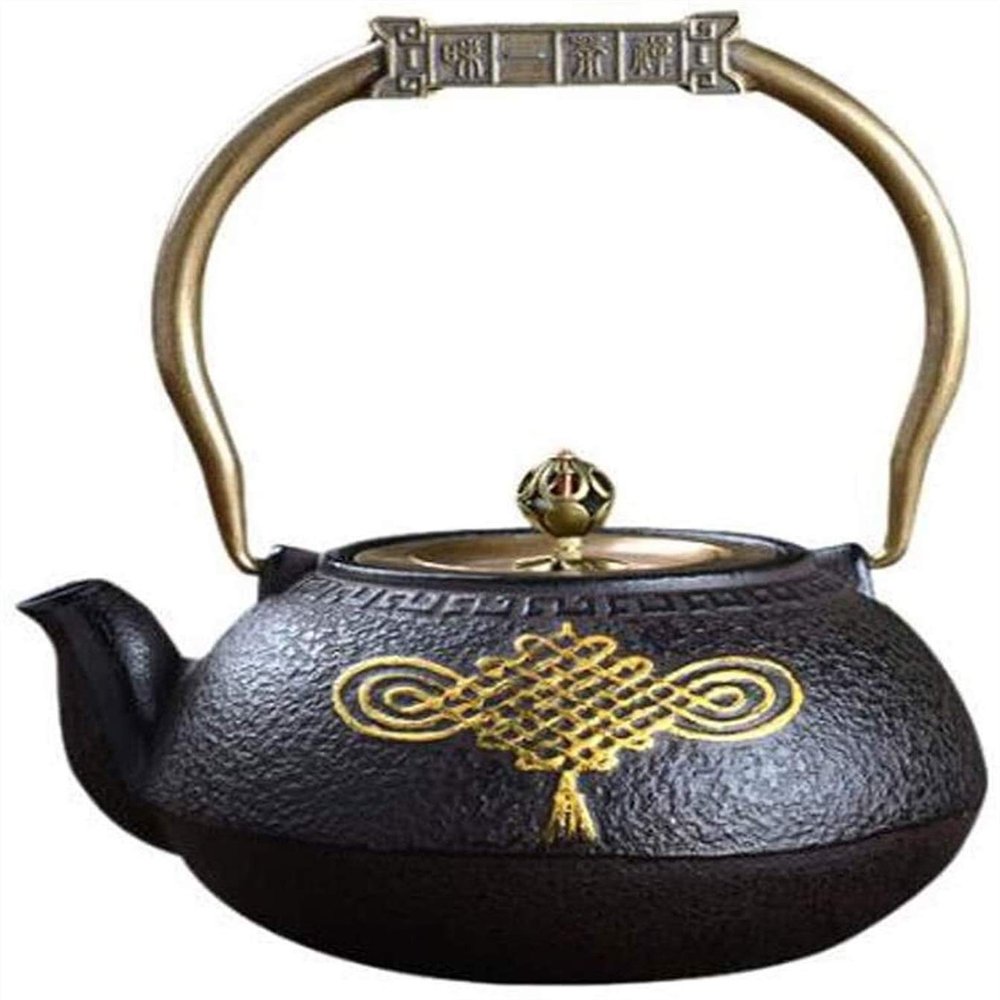 QUSYZD Small Cast-Iron Teapot, Retro Style, 1.2 L
